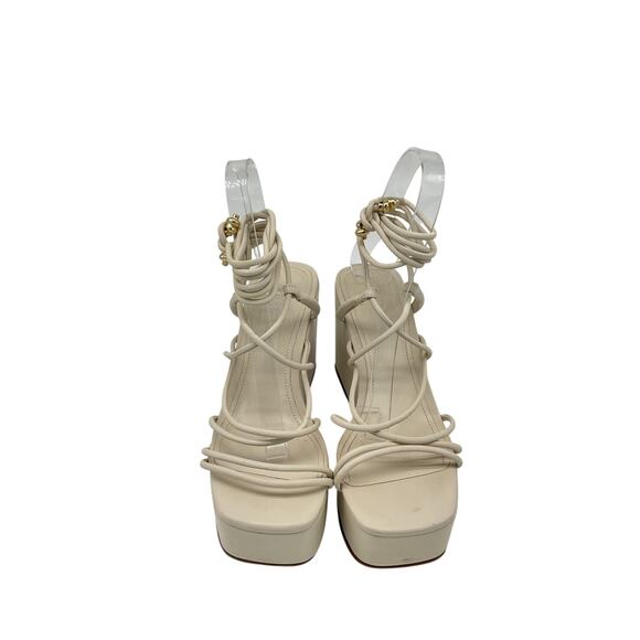 Schutz Strappy White Magdalena Wedge Sandals Size 6.5 - Picture 4 of 7